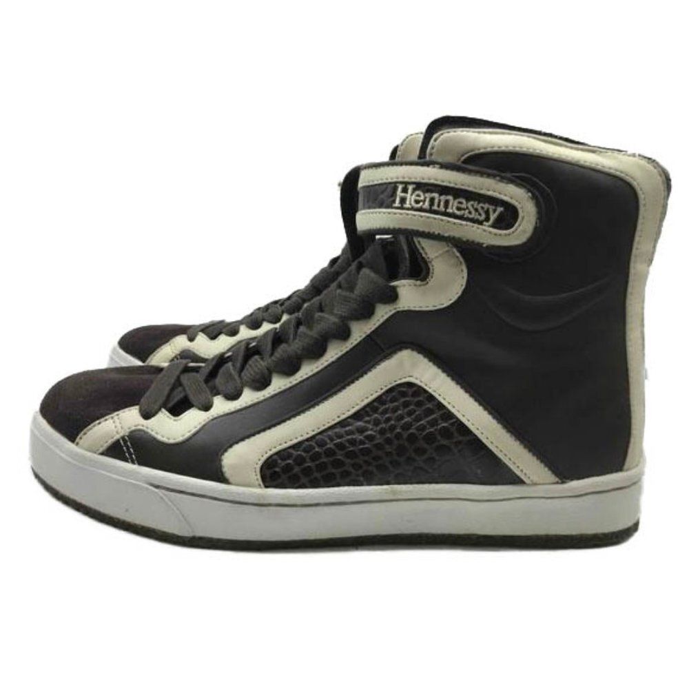 Limited Edition Hennessy x Jhung Yuro Sneakers Sz 10 Brown White Leather Hi Top - Picture 4 of 11